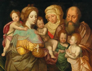 Die heilige Verwandtschaft, Anna und Joachim mit Maria Cleophas und ihren vier Söhnen